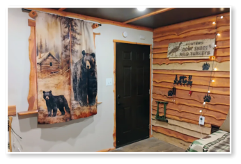 A bedroom in one of our cabins