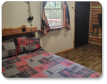 a picture of the interior of our Cub Cabin here at Barker Gap Campground