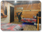 a picture of the interior of our Cub Cabin here at Barker Gap Campground